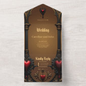 ゴシック様式の闇の陰に永遠の愛。 オールインワン招待状 (内側)