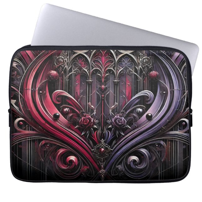 ゴシック様式の電装スリーブと大聖堂デザイン ラップトップスリーブ (正面)