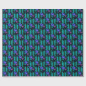 ゴシック様式の青と紫のバラ ラッピングペーパー (フラット)