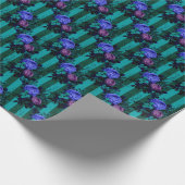 ゴシック様式の青と紫のバラ ラッピングペーパー (角)