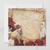 ゴシック様式の骨格と幽霊ビクトリアンハロウィーン 招待状 (裏面)