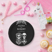 ゴシック様式の骨格バラ結婚カップル ペーパープレート (パーティー)