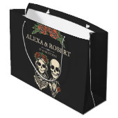 ゴシック様式の骨格バラ結婚カップル ラージペーパーバッグ (裏面アングル)
