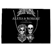 ゴシック様式の骨格バラ結婚カップル ラージペーパーバッグ (裏面)