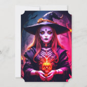 ゴシック様式の魔女の大人ハロウィーン誕生日パーティー 招待状 (裏面)