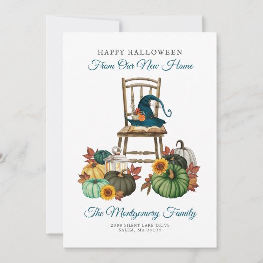 ゴシック様式の魔女カボチャのハロウィーン新しいホームムービング 案内状 (正面)