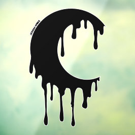 ゴシック様式の魔女ブラックドリップムーンシルエット ウィンドウサイン
