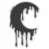 ゴシック様式の魔女ブラックドリップムーンシルエット シール (正面)