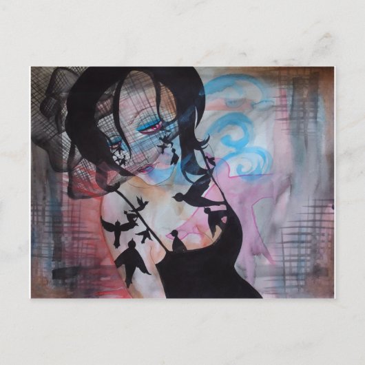 ゴシック様式の鳥達の鳥達の鳥達のベール超現実美術のはがき ポストカード (正面)