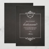 ゴシック様式の黒いウェザード仕上げの花嫁の介添え人になってくれますか 招待状 (正面/裏面)