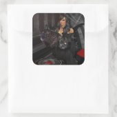 ゴシック様式の黒いハートシール スクエアシール (バッグ)