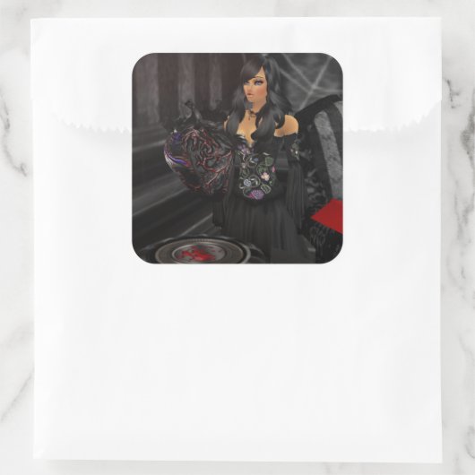 ゴシック様式の黒いハートシール スクエアシール (バッグ)