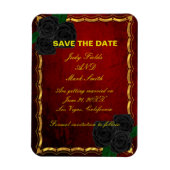 ゴシック様式の黒いバラ血の赤い結婚式の日付を保存 マグネット (縦)