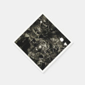 ゴシック様式の黒い仮装マスクと白黒 スタンダードカクテルナプキン (角)