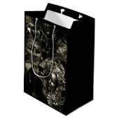 ゴシック様式の黒い仮装マスクと白黒 ミディアムペーパーバッグ (裏面アングル)