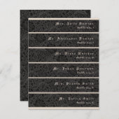 ゴシック様式の黒い植物花スレンダー座席表 招待状 (正面/裏面)
