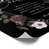 ゴシック様式の黒い水色花模様ギフト&カードサイン ポスター (角)