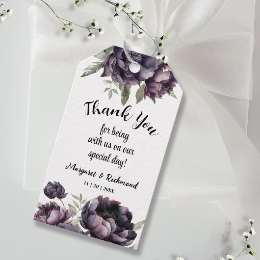 ゴシック様式の黒い牡丹ヴィンテージ結婚式の好意ギフト ギフトタグ