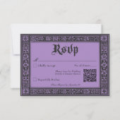 ゴシック様式の黒い紫の中世から死結婚の 出欠カード (正面)