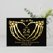 ゴシック様式の黒い結婚式が命日を救う 箔招待状 (立ち正面)