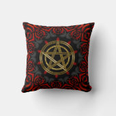 ゴシック様式の黒い赤い金ゴールド五角形 クッション (裏面)