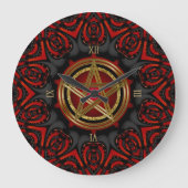 ゴシック様式の黒い赤い金ゴールド五角形 ラージ壁時計 (正面)