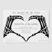 ゴシック様式の黒い骨格の手が死結婚の ベラム紙招待状 (正面)