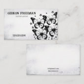 ゴシック様式の黒と白きらめくの蝶タトゥー 名刺 (正面/裏面)