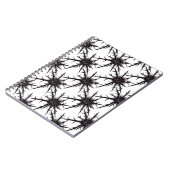 ゴシック様式の黒と白のアザミ模様ハロウィン ノートブック (左側)