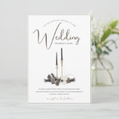 ゴシック様式の黒と白のクリスマスキャンドル結婚ズ 招待状 (スタンド正面)