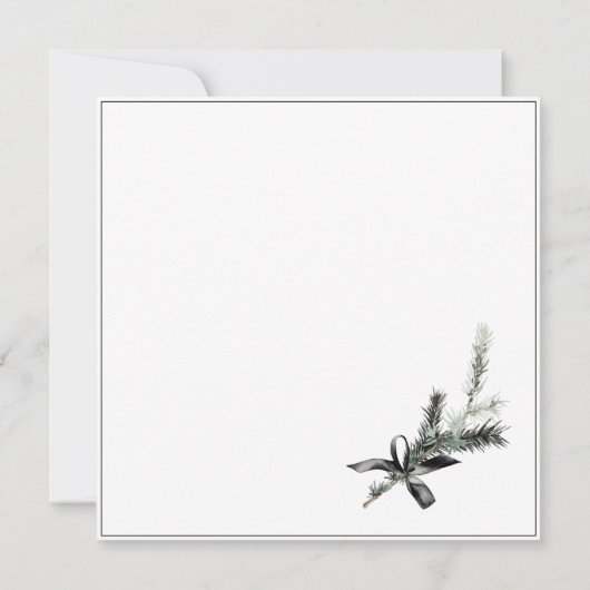 ゴシック様式の黒と白のクリスマスブランチ結婚ズ サンキューカード (裏面)