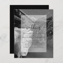 ゴシック様式の黒と白のバラのゴシック結婚式の招待