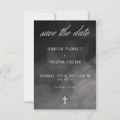 ゴシック様式の黒と白の墓地まで結婚死 セーブザデート (裏面)