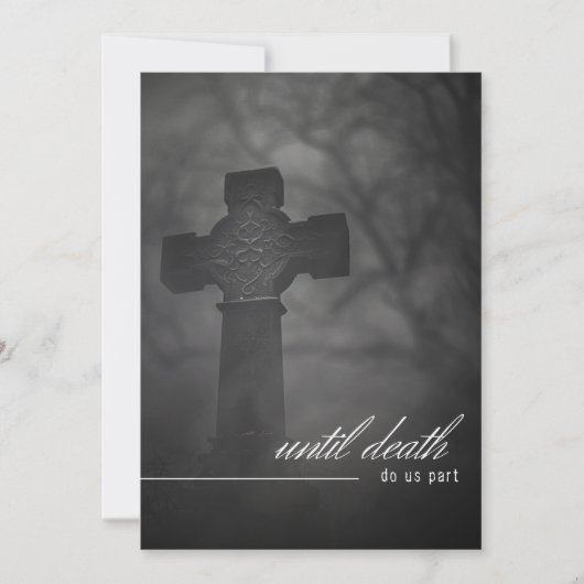 ゴシック様式の黒と白の墓地まで結婚死 招待状 (正面)