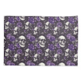 ゴシック様式の黒と紫のスカルとバラ寝具 枕カバー (裏面)