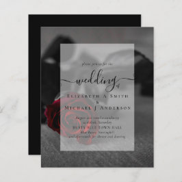 ゴシック様式の黒と赤のバラのゴシック結婚式の招待