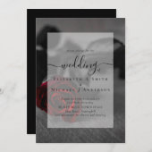 ゴシック様式の黒と赤のバラのゴシック結婚式の招待 (正面/裏面)