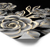 ゴシック様式の黒と金ゴールド結婚フローラの歓迎サイン ポスター (角)