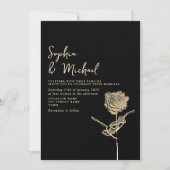 ゴシック様式の黒と金ゴールド結婚式招待状 招待状 (正面)