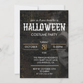 ゴシック様式の黒の大人ハロウィーン怖い衣装パーティー 招待状 (正面)