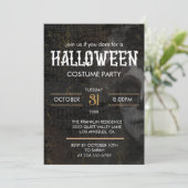 ゴシック様式の黒の大人ハロウィーン怖い衣装パーティー 招待状 (スタンド正面)