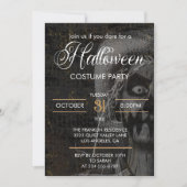 ゴシック様式の黒の大人ハロウィーン怖い衣装パーティー 招待状 (正面)