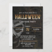 ゴシック様式の黒の大人ハロウィーン怖い衣装パーティー 招待状 (正面)