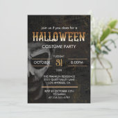 ゴシック様式の黒の大人ハロウィーン怖い衣装パーティー 招待状 (スタンド正面)