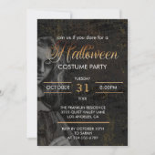 ゴシック様式の黒の大人ハロウィーン怖い衣装パーティー 招待状 (正面)