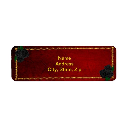 ゴシック様式の黒バラ血結婚赤の住所 ラベル (正面)
