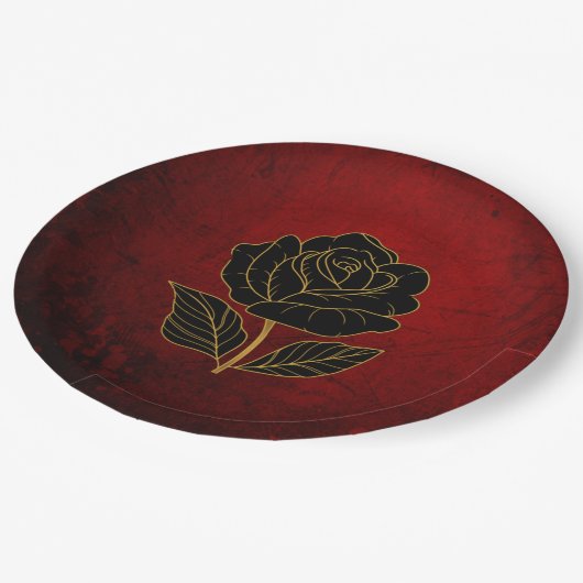ゴシック様式の黒バラ血結婚赤 ペーパープレート (アングル)