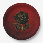ゴシック様式の黒バラ血結婚赤 ペーパープレート (正面)