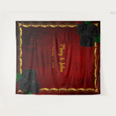 ゴシック様式の黒バラ赤血結婚色背景 タペストリー (正面(横))