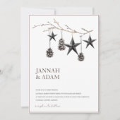 ゴシック様式の黒ピネコンがクリスマス結婚を飾る 招待状 (正面)